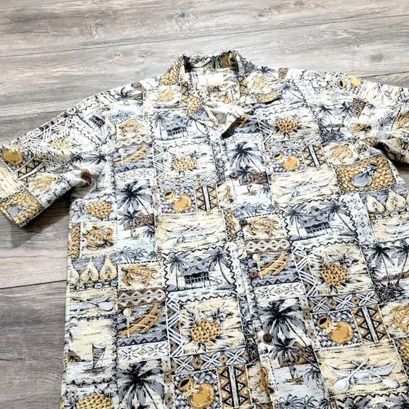 Ho Aloha Mens Medium Short Sleeve Shirt Hawaiian Vacation Beach Island Casual - Picture 2 of 10